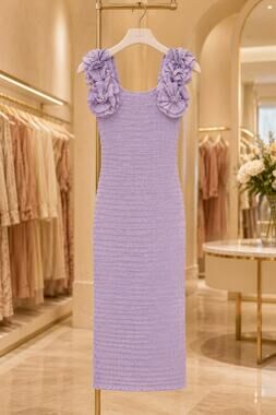 NWT Cleobella Antoinette Lilac Smocked Rosette Midi Dress Small Luxury Romantic